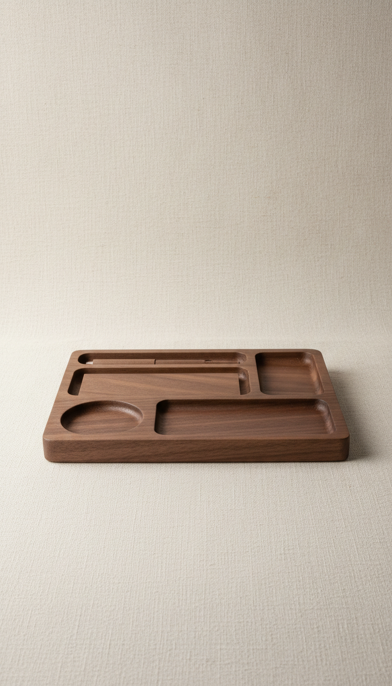 Walnut wood organizer tray
